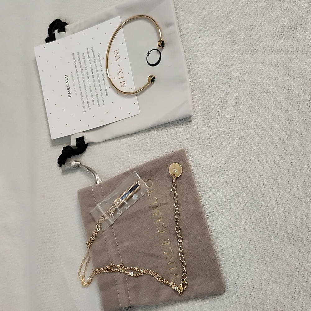 NWT Vince Camuto Blue Ombre CZ Necklace and Alex+Ani Emerald Cuff Bracelet